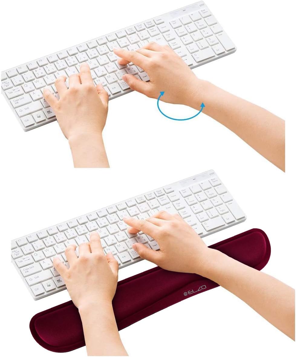 ELZO Wrist Rest Support for Keyboard & Mouse Pad Combo with Comfortable Memory Foam Padding, Nonslip Rubber Base for PC Computer Laptop Mac
