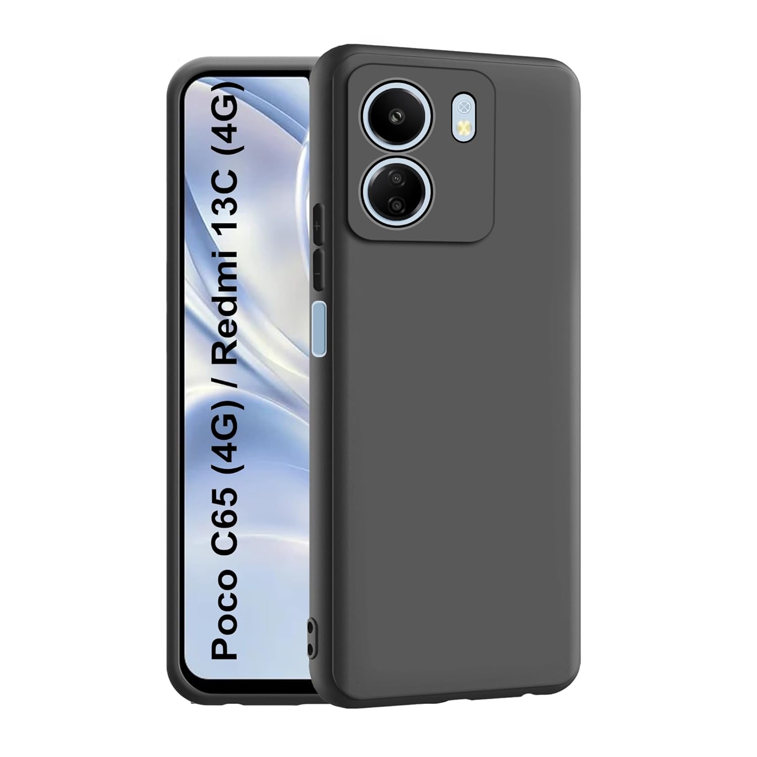CEDO Poco C65 (4G) / Redmi 13C (4G) Back Cover | Camera Bump Protection & Inner Velvet Fabric Lining | Ultra Slim Matte Soft Rubberised Case Cover (Black)