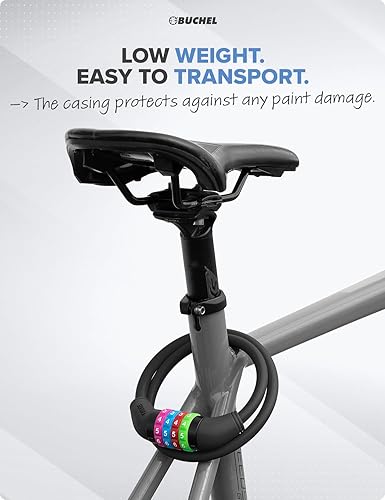 Miniatura 5 de Büchel Cable de bloqueo de bicicleta para niños, colorido y sin llave, asegura la bicicleta de tu hijo, accesorio de bicicleta fácil de usar,