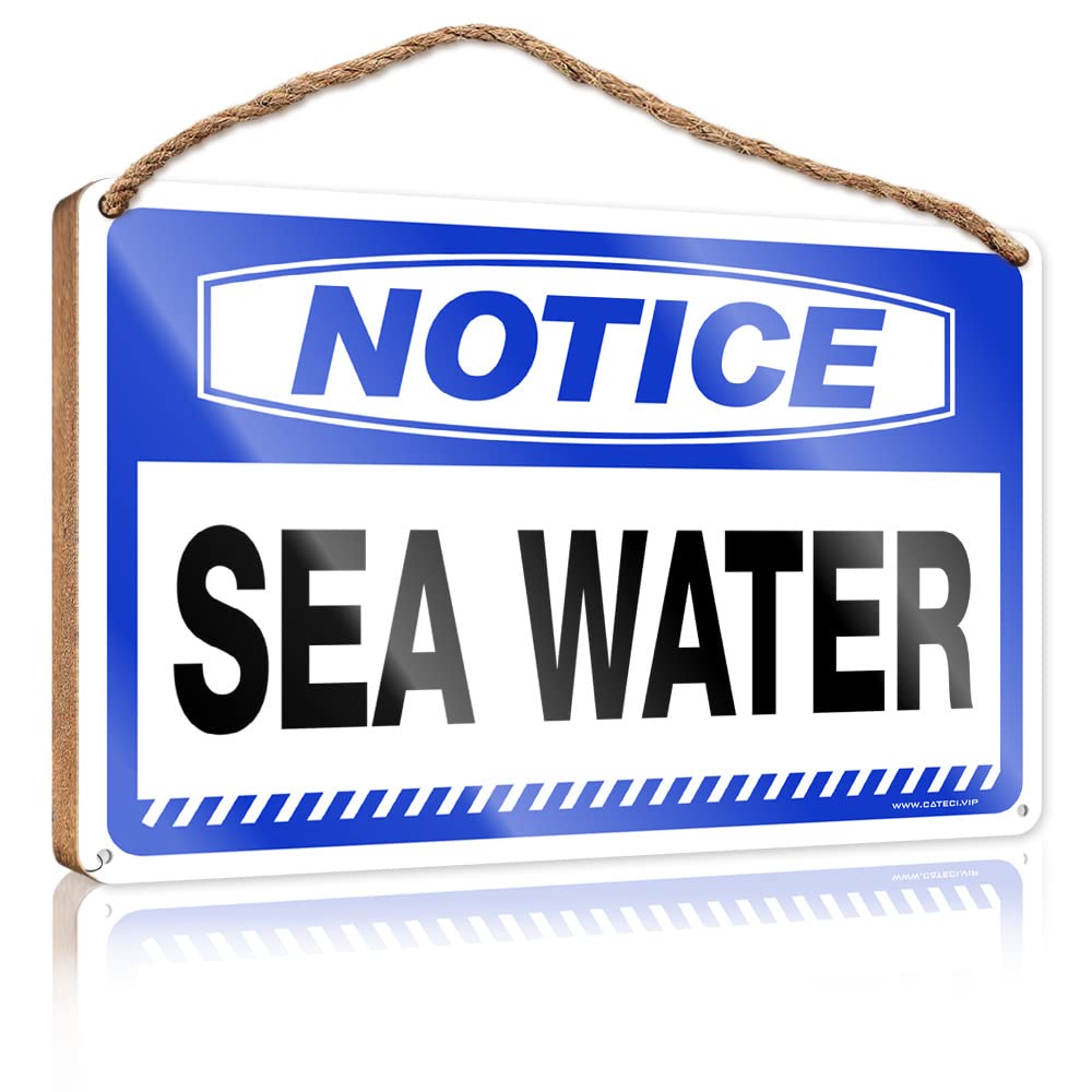 DTHA Decorative Hanging Sign Notice Sea Water Wooden Sign Home Decor Farmhouse Hippie Decor(15X28CM)