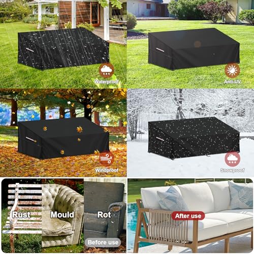 Miniatura 6 de Lamuni Funda Para Banco De Jardín 3-4 Plazas Funda Sofá Exterior Funda Protectora Para Banco De Jardin 420d Oxford Funda Para Sofá De Exterior Impermeable Funda Banco Mueble Jardín, 208x99x89 61cm