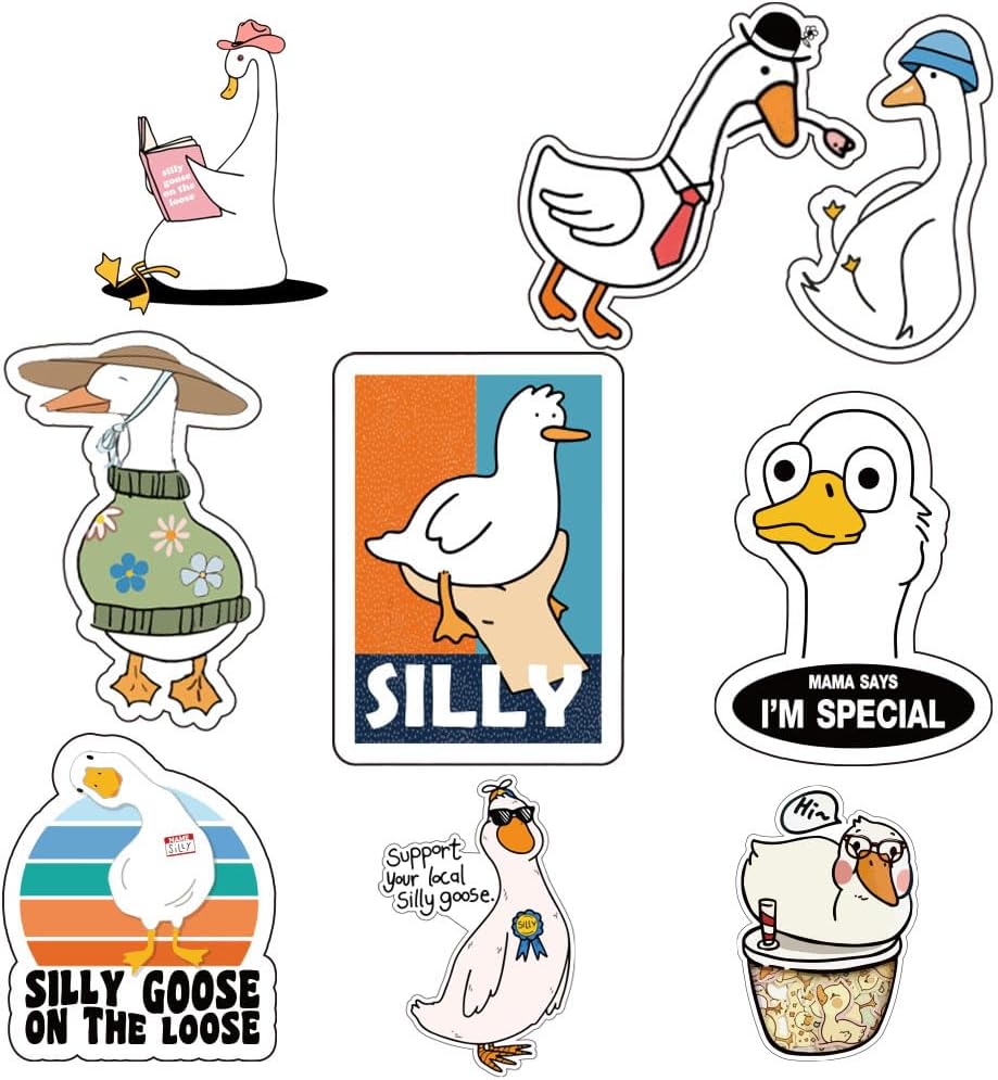 100pcs Silly Goose Stickers | Funny Sarcastic Decal for Water Bottle Laptop and Journal,Party Favors,Adorable Meme Goose Sticker for Tenns Adults image 5