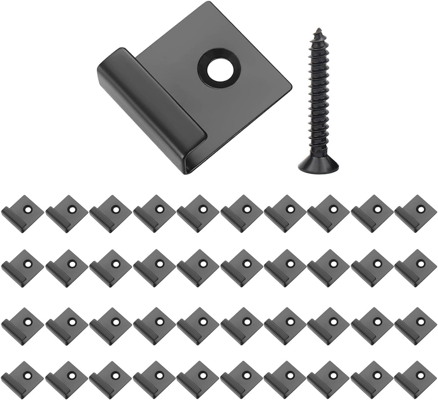 Lemiyoo 84 Pcs Composite Decking Clips with Screws Kit,Decking Fixings Starter Clips Metal,Decking Hidden End Clips Black Sets (8mm)