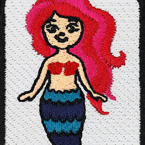 Image of Little Mermaid Children Toy Sticker Embroidered Patch Mermaid Emblem for All Fabrics | Kids Iron-on Patch for Children Clothes & Jeans | Repair Clothing Patches | 2.36x2.95 in