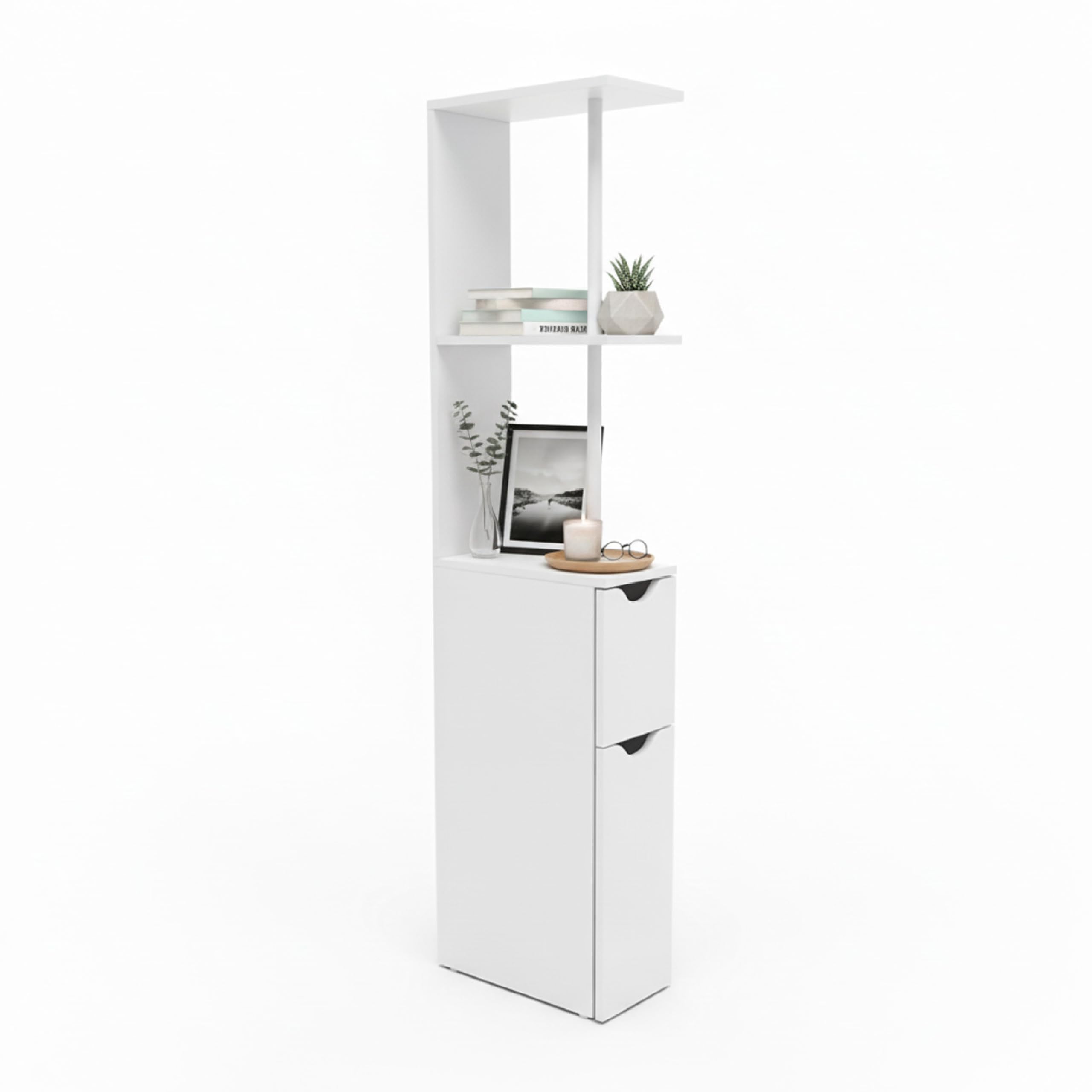 Baroni Home Columna de baño que ahorra espacio, mueble alto con estantes abiertos y cajones, multiusos, columna moderna para baño, cocina y dormitorio, 45 x 15 x 113 cm, 3 estantes y 2 cajones, color — view 7
