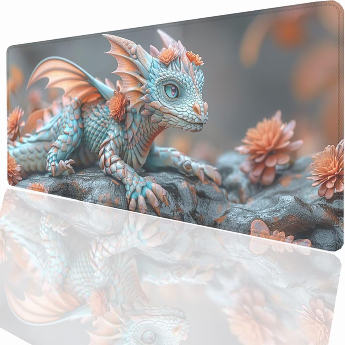 Podkładka pod mysz do gier XXL duża mysz 1500 x 800 x 3 mm, duża podkładka pod biurko z antypoślizgową gumową podstawą dla graczy PC, poprawia precyzję i szybkość smoka PjY13211 N-U