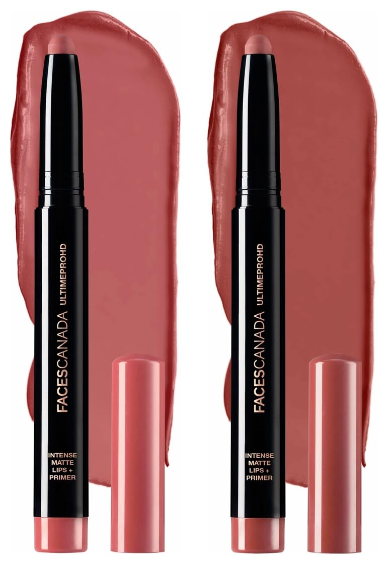 Ultime Pro HD Intense Matte Lips + Primer - Natural Coco 12, 1.4G | 9Hr Long Stay & Ultime Pro HD Intense Matte Lips + Primer - Tea Rose 10, 1.4G | 9Hr Long Stay