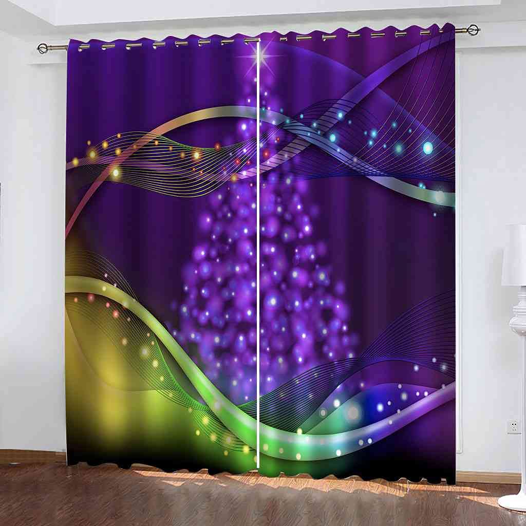 Rideaux à œillets isolant thermique en tissu solide et lourd violet abstrait