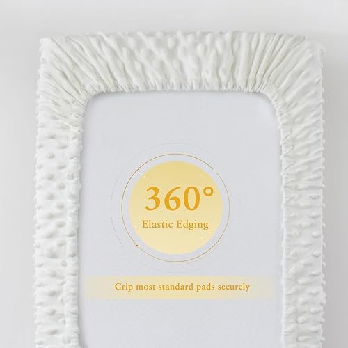 Miniatura 5 de Homiest Paquete de 2 fundas para cambiador, sábanas blancas y verde salvia, tela de vellón ultra suave, tela de lunares minky, funda transpirable y