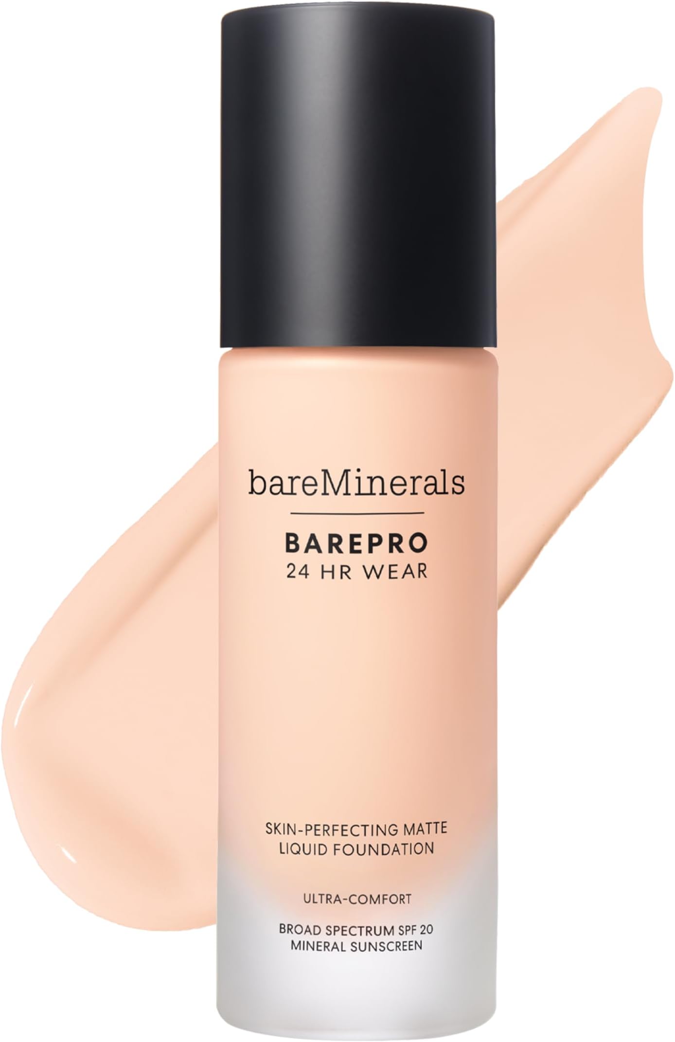 bareMinerals Barepro Performance Wear Liquid Foundation SPF 20, Breathable Makeup for Face, Full Coverage, 24HR Wear, Natural Matte Finish, Vegan