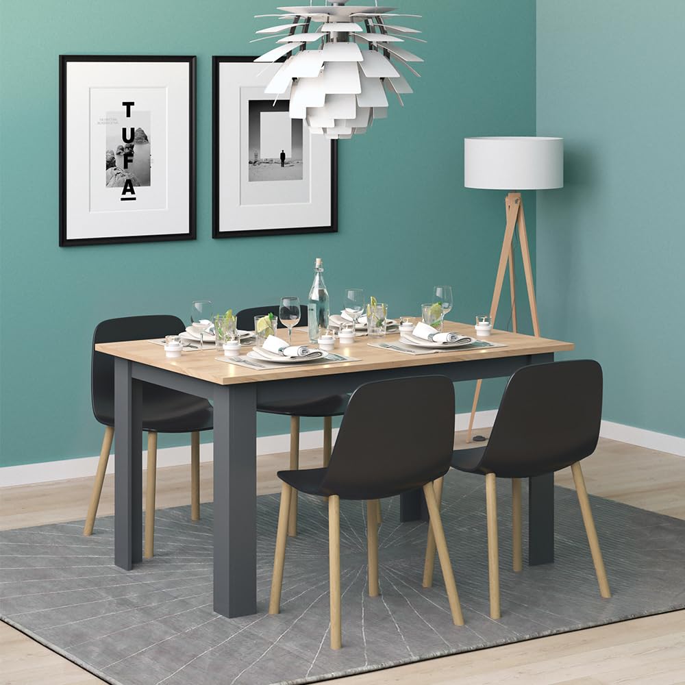 Vicco Tavolo da pranzo Karlos, Rovere dorato, 140 x 90 cm | per l'utilizzo come tavolo da pranzo fisso in soggiorno o sala da pranzo