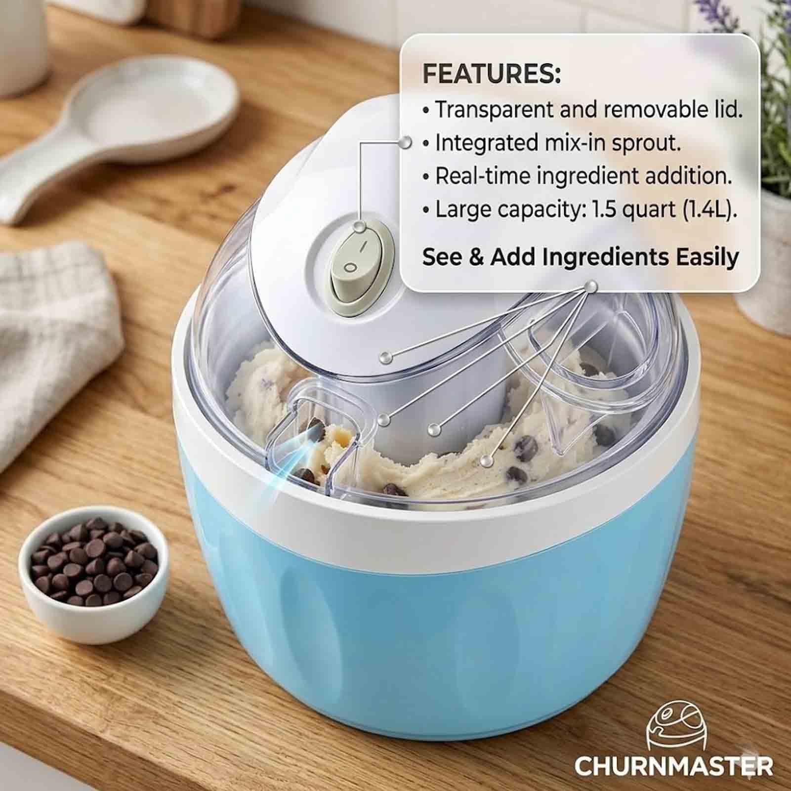 Heladeras Hacer Helado, Ice Cream Maker Maquina de Helados Maquina para Hacer Helados Ice Cream Maker Machine Blue