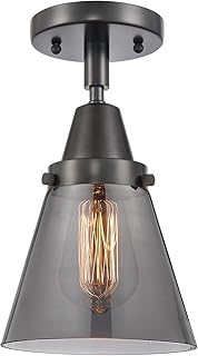 Innovations 447-1C-BK-G63 Transitional One Light Flush Mount from Franklin Restoration Collection in Black Finish,