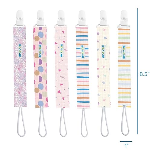 Miniatura 5 de Enovoe - Clip para chupete  Paquete de 6 clips para chupete  Elegante anillo de dentición para bebés niños y niñas  Rosa