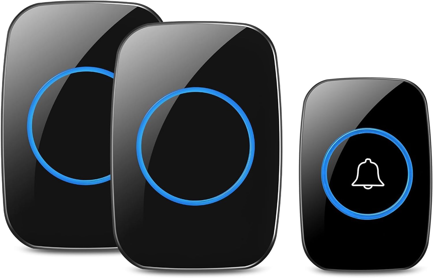 Lostrain Doorbell, Wireless Door Bell Waterproof with 1000ft/300m Operating Range, 60 Chimes, 5 Volume Levels, 2 Plug-in Receivers & 1 Push Button Cordless Doorbell Kit for Home, Office, Room