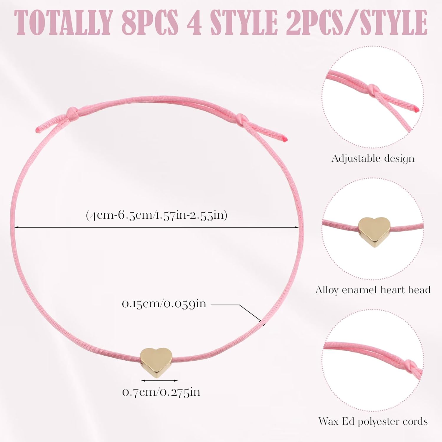 10 Pcs String Bracelets for Women, Adjustable Red String Bracelet with Gold Heart Colorful Cord Bracelets for Women Couples, Sisters and Friends (10 Colors) - Image 2