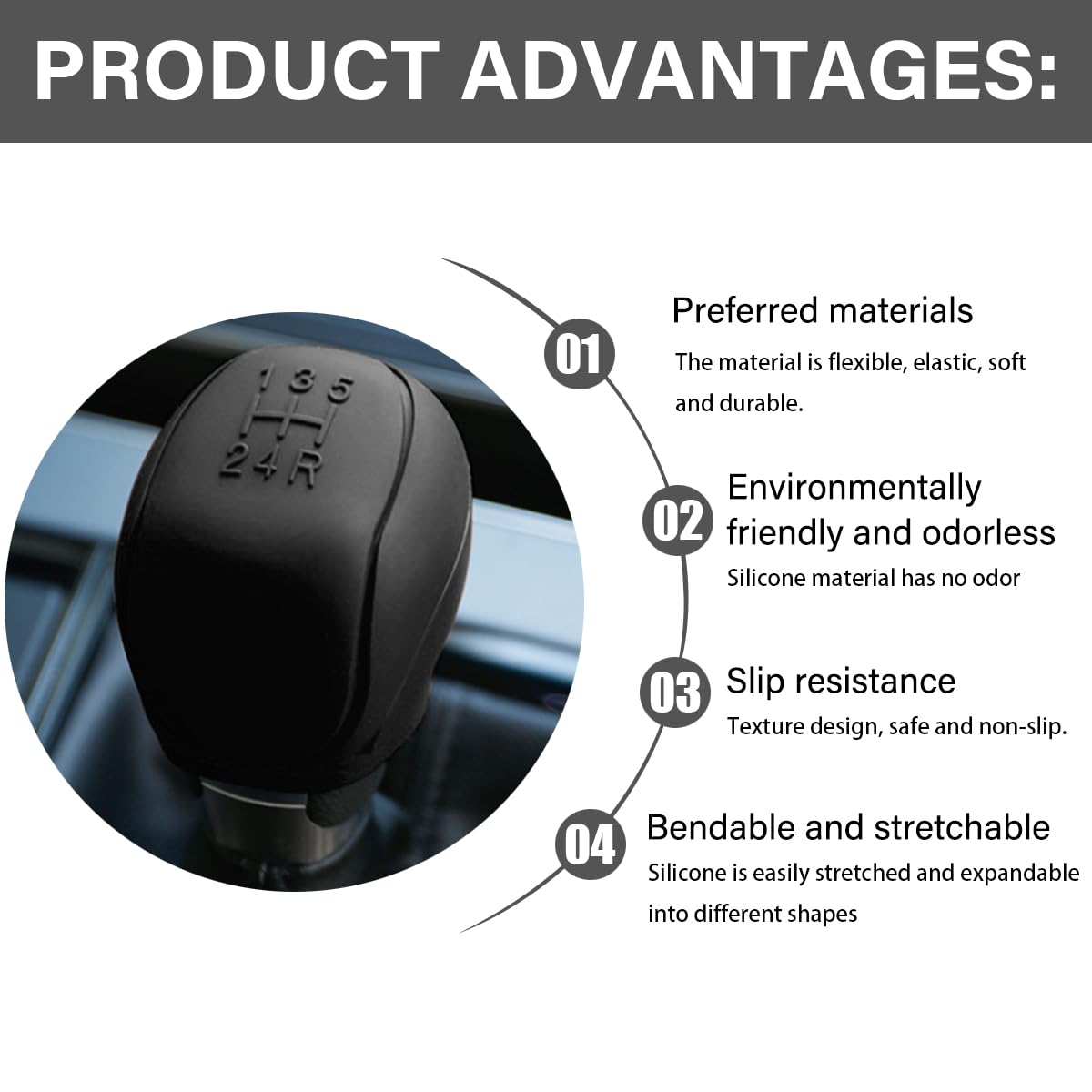 Copertura In Silicone Per Leva Del Cambio Auto - Universale Antiscivolo Nero - Accessorio Decorazione Interni - Foto 2