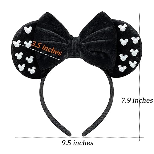 Miniatura 6 de Trnerm Diademas de orejas de ratón de tamaño grande para mujer, orejas de Minnie peludas negras para adultos, diadema de orejas de parque de talla