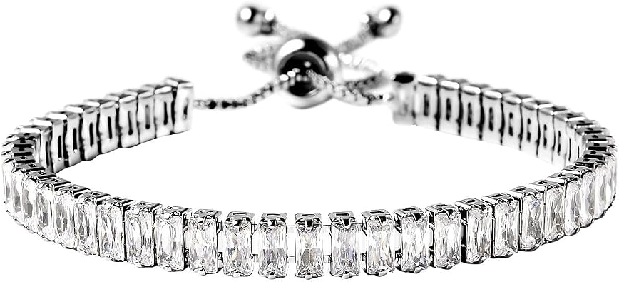 Cubic Zirconia Bolo Tennis Bracelet Adjustable Tennis Bracelets