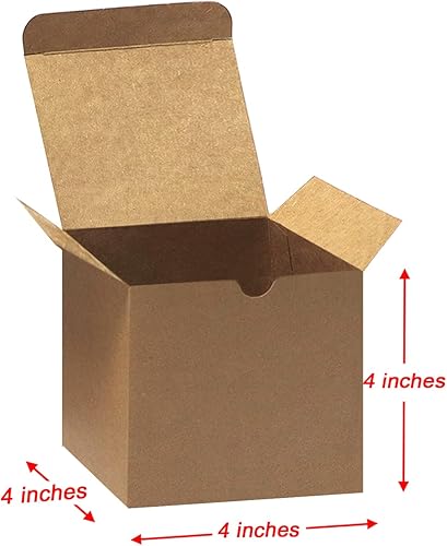 Miniatura 9 de Bonfasvo Cajas de regalo, paquete de 30 cajas de papel kraft plegables de 4 x 4 x 4 pulgadas, cajas de papel kraft plegables para damas de honor,