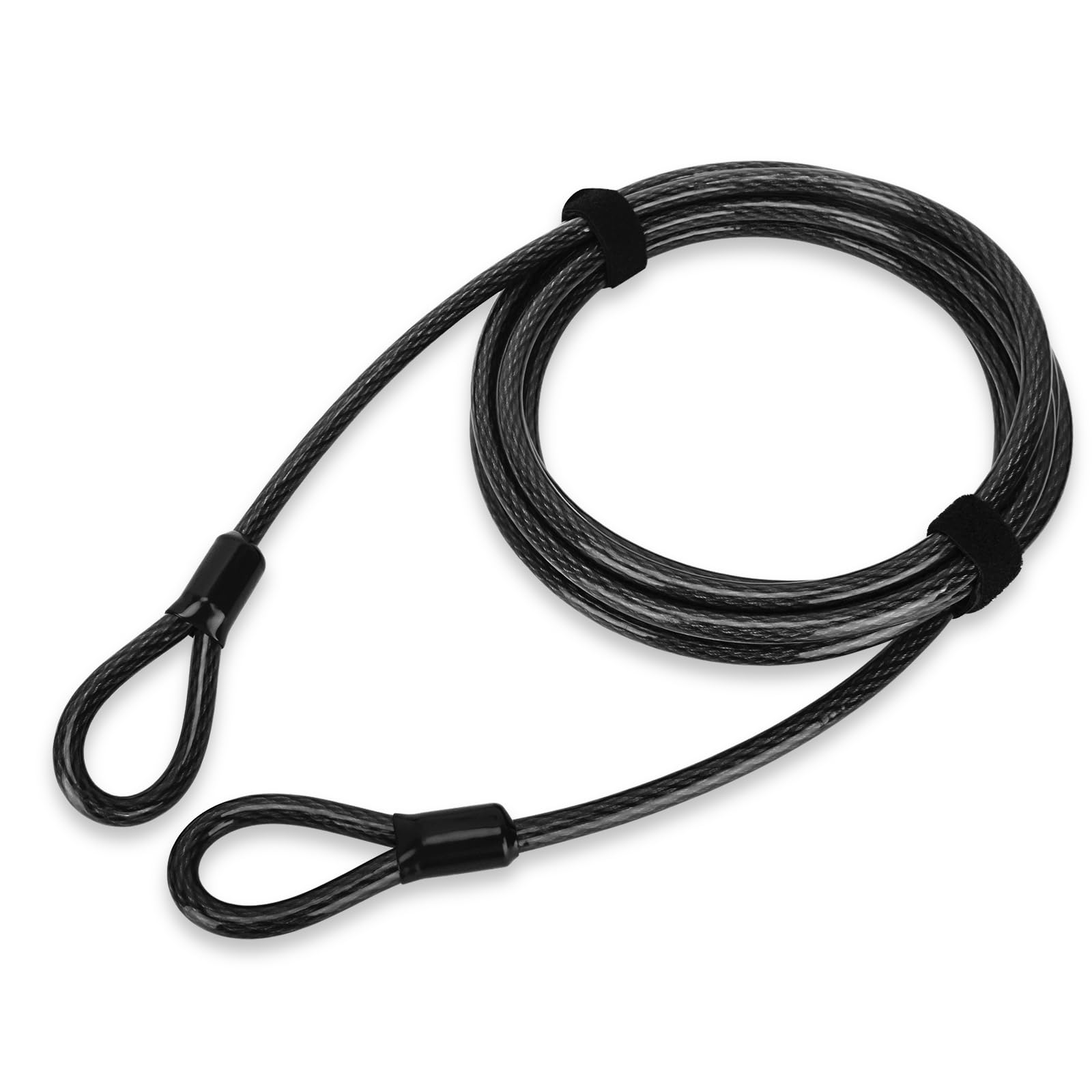 Câble de sécurité résistant aux coupures en acier tressé flexible revêtu de vinyle avec extrémités en boucle - Câble de verrouillage antivol résistant aux intempéries pour vélos, portails