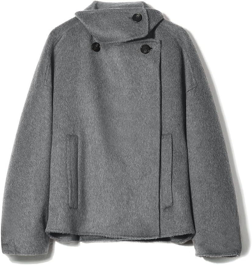 utcoco Women Cropped Thicken Wool Coats Oversized Short Jackets Notched Lapel Pea Coat Trench Overcoats with Pockets - Image 7