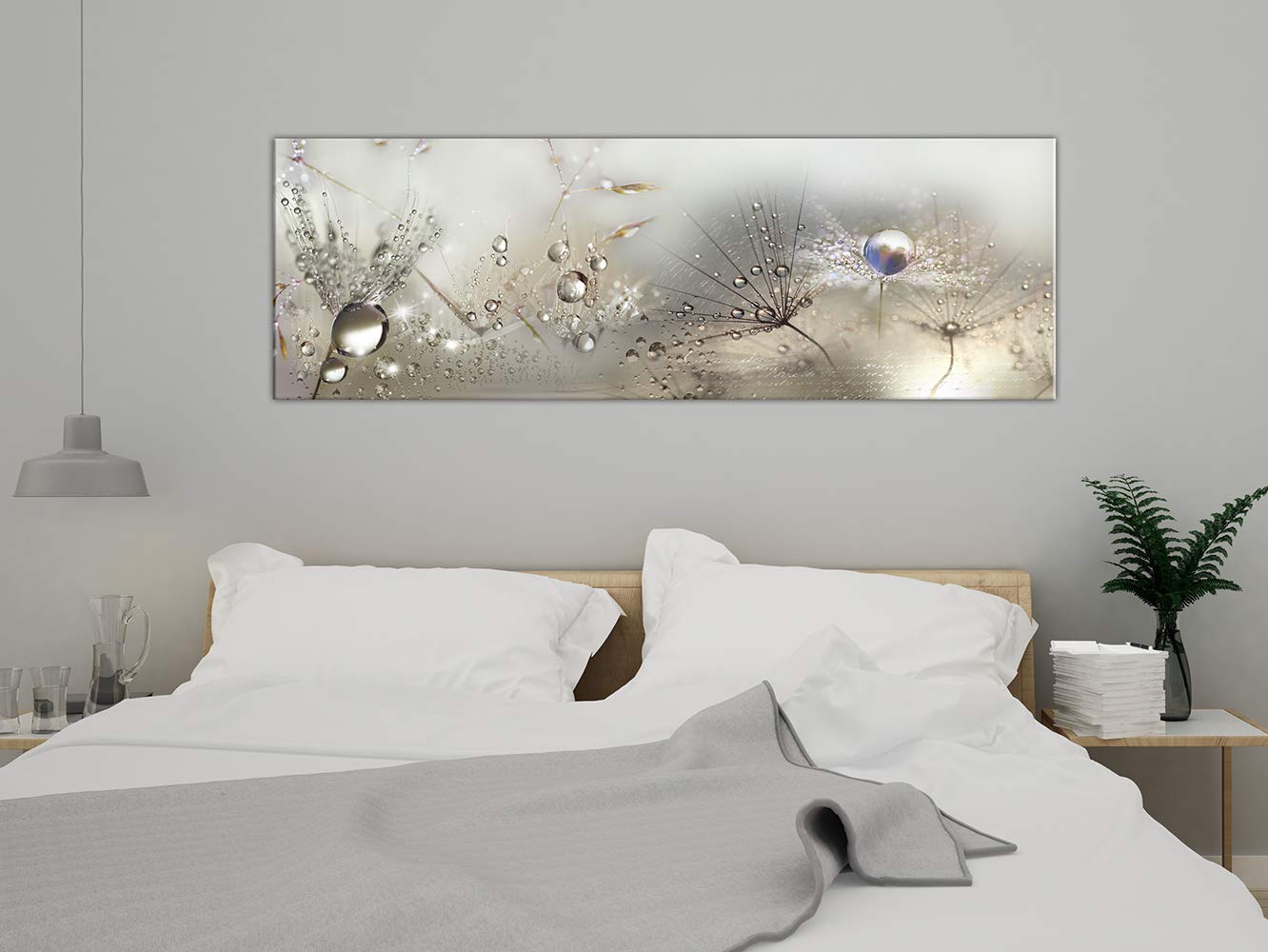 murando - Leinwandbild Blumen Natur Grau, 150x50 cm, 1-teilig, Schlafzimmer