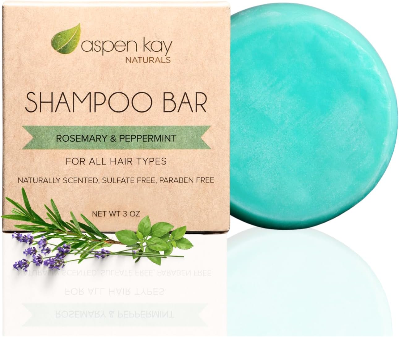 Solid Shampoo Bar, Made With Natural & Organic Ingredients, Sulfate-Free, Cruelty-Free & Vegan 3 Ounce Bar (Rosemary & Peppermint)