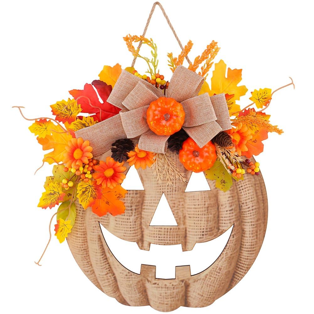 Plaque de porte en bois citrouille d'halloween ornement haut de gamme
