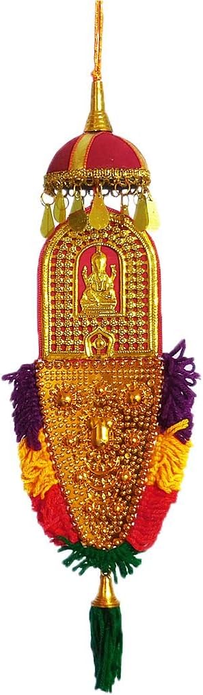 DollsofIndia Plastic Nettipattam - The Ceremonial Headgear of The Elephants Car Hanging (16 x 3 inches)