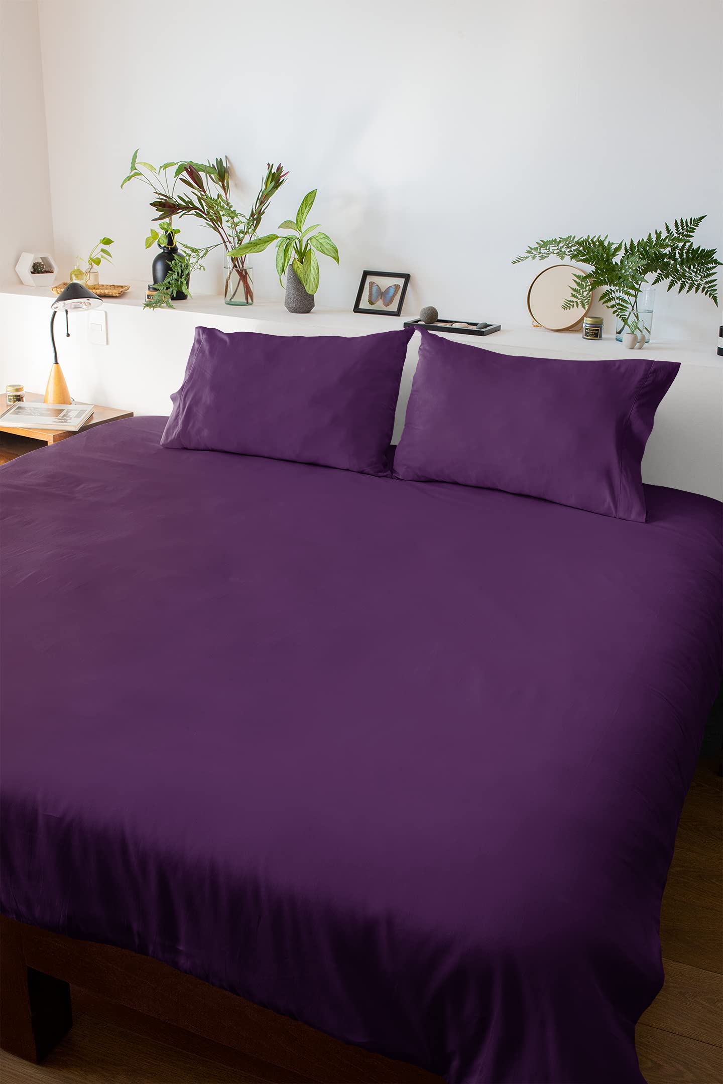 True L'amour4 Pieces Bed Sheet Set | Ultra Premium Super Soft | Wrinkle Free | Shrink and Fade Resistant | Machine Washable | (Queen, Purple)