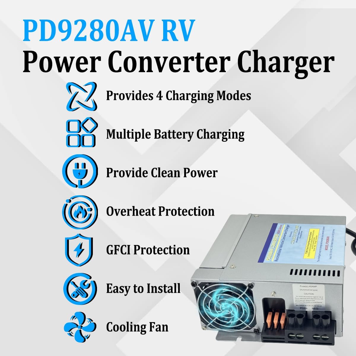 12V 80Amp RV Inverter Converter Charger Compatible with PD9280AV and PD9200, for Inteli-Power 9200 Series Converter/Charger, with Charge Wizard, for RV, Camper, Caravans