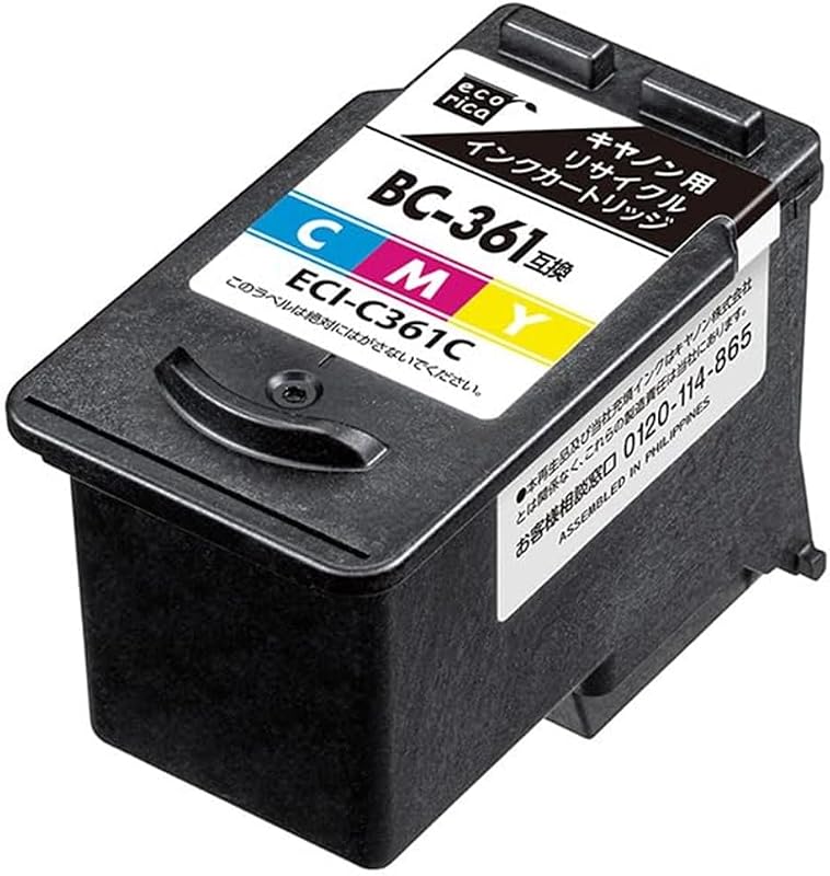 Tinta remanufacturada Ecolica EC-BC361C compatible con Canon BC-360/BC-361 BC-361 Indicador de nivel restante de color (paquete sobre Ecolica)