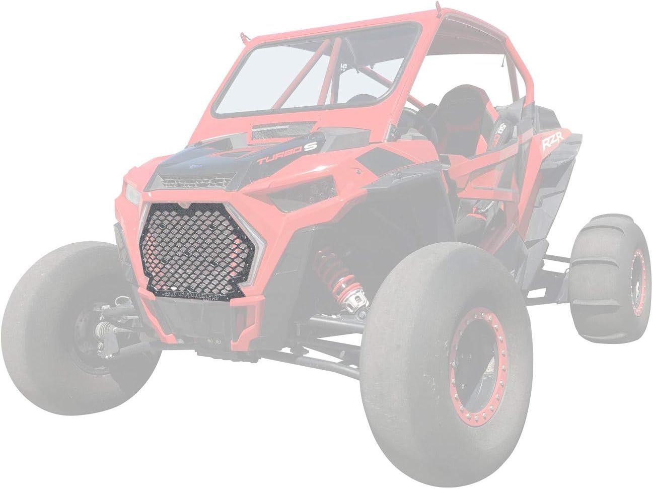 50 Caliber Racing Custom CNC Billet Powder Coated Front Grill to Increase Air Flow For Polaris RZR XP1000 / XP Turbo/S 2019 - Fits 2 & 4 Seat Models (2019 XP1K Billet Grille Silver Vein [5357A8])