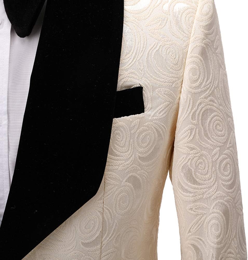 GATMSTZ Men Stylish Jacquard 2 Piece Suit Formal Shawl Lapel Wedding Prom Tuxedo
