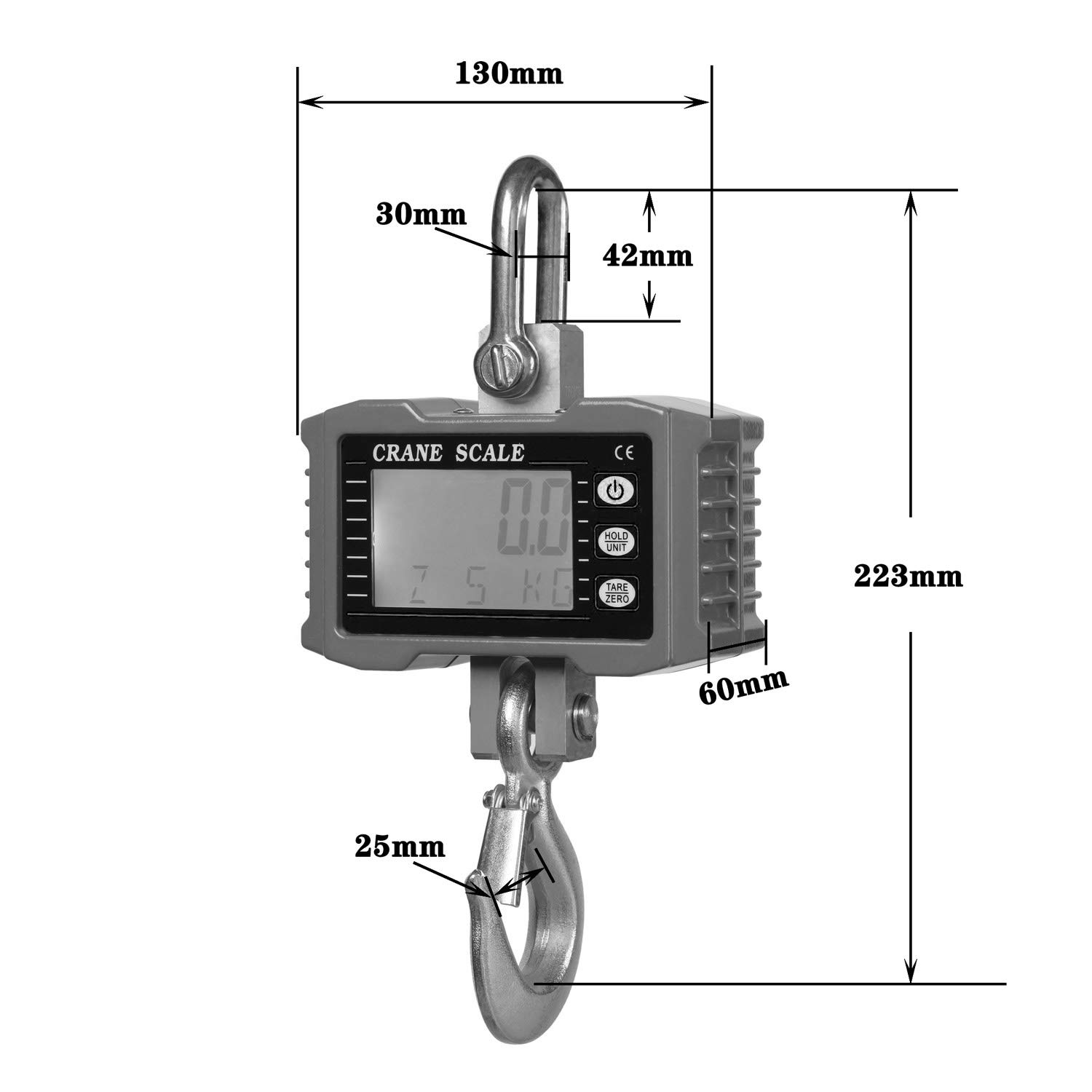 LEIXIUSM Hook Scale Luggage Digital Crane Heavy Duty Industrial Suspension with Remote Control Intelligent LED Display Electronic Scale Heavy Duty Backlight Tare Function