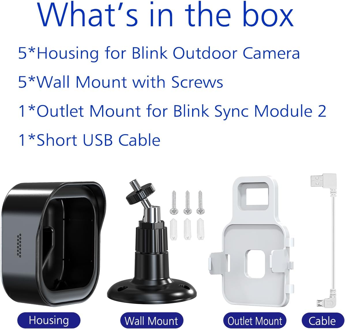 All-New Blink Outdoor 4 Camera Wall Mount, Weatherproof Protective Housing and 360° Adjustable Mount with Blink Sync Module 2 Mount for 4th 3rd Gen - Blink Camera Not Included (5 Pack, Black)