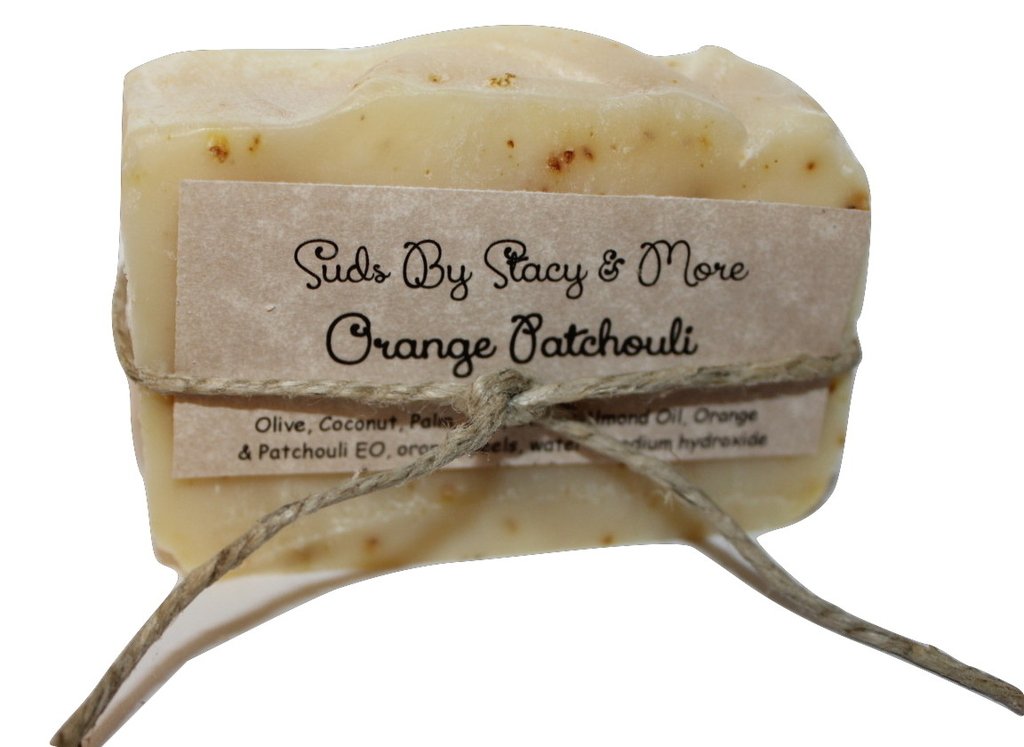 Suds By Stacy and More Orange Patchouli Homemade Soap Bars (Three 4 oz bars) cold processed with essential oils