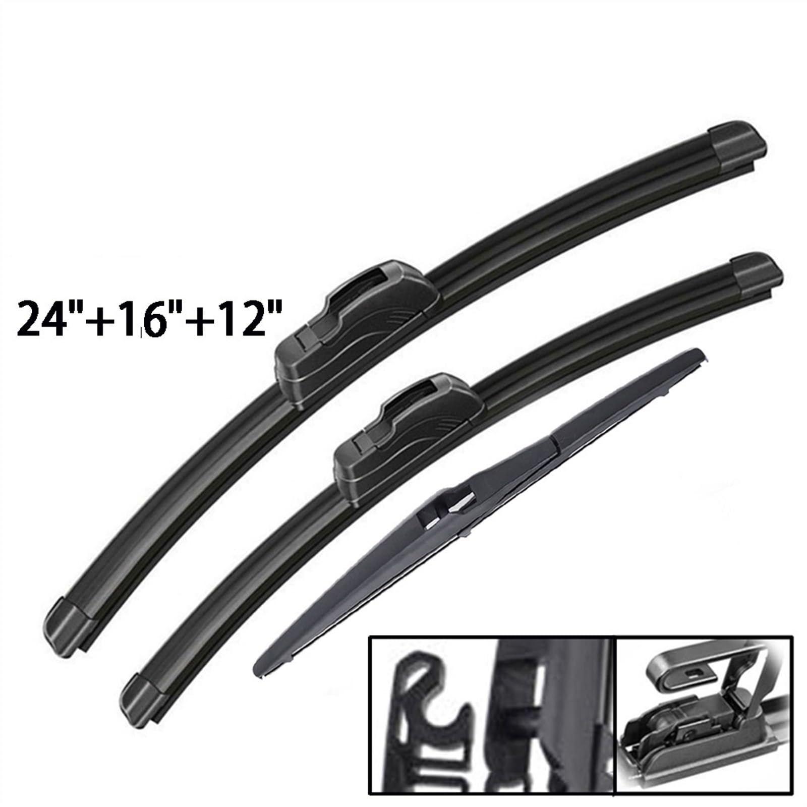 Juego Escobillas Limpiaparabrisas Para Ventana Delantera Coche 3 Uds. 24"+16"+12" Para Toyota RAV4 XA30 2005 2006 2007 2008 2009 2010 2011 2012 Parabrisas