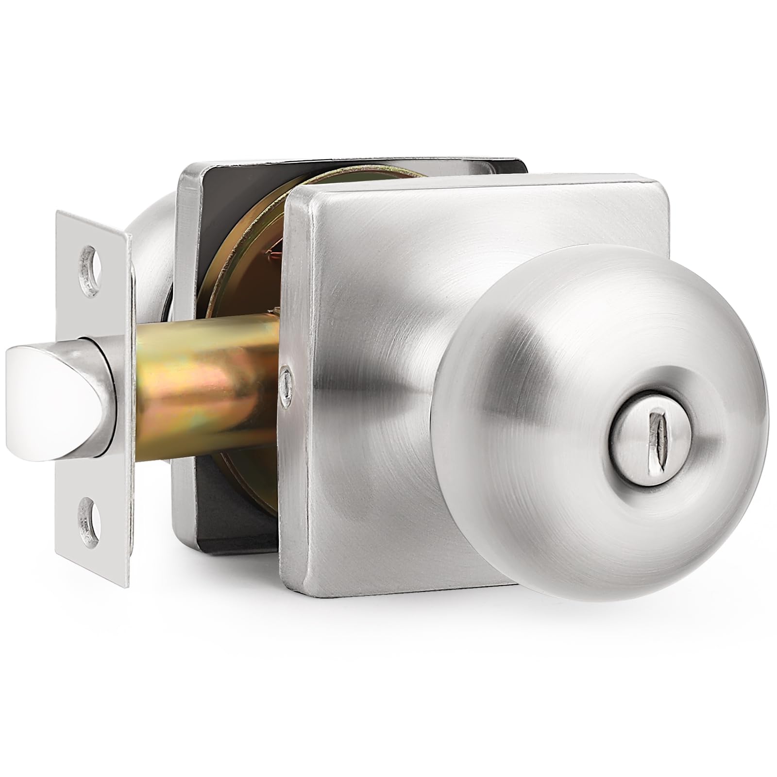 Brushed Nickel Privacy Door Knobs - Lockable & Secure -12