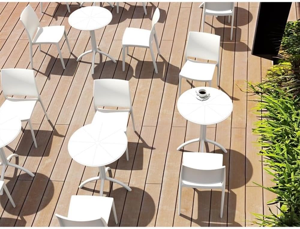 Compamia Octopus Round Patio Bistro Table in White, Commercial Grade