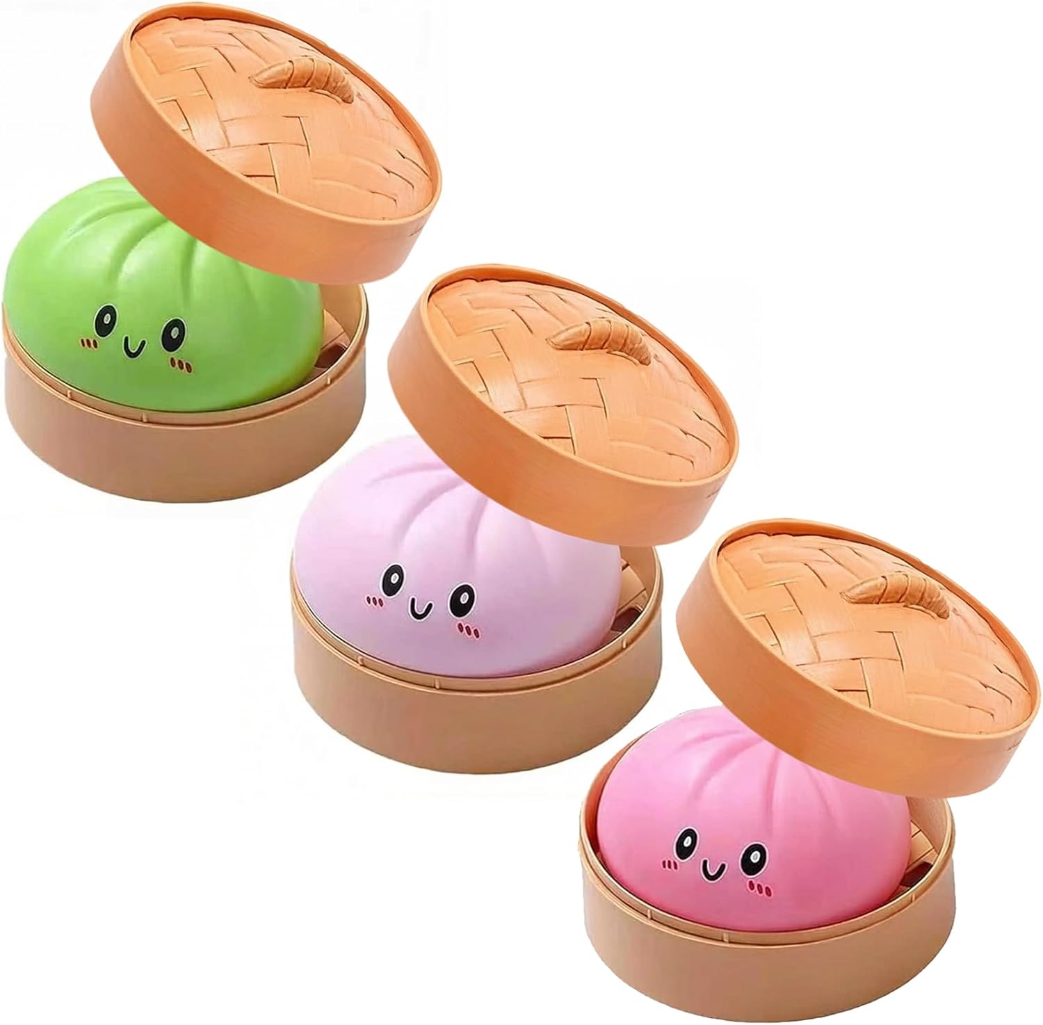 Giant Dumpling Squishy, Large Jumbo Dumpling Stress Ball, Mystery Anxiety Stress Relief Fidget Toy, Plush Pillow Soft Squeeze Decompression Dough (3 Pack B)