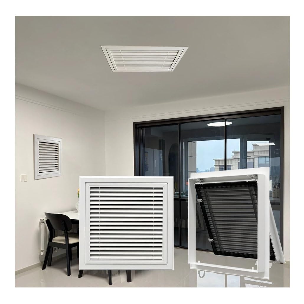 Griglia di Ventilazione Regolabile Bianca da 30 a 122 cm per pareti/soffitti, con Filtro Integrato, Ideale per condotti di Ventilazione Domestici e per Migliorare Il Flusso d'Aria (51 x 122