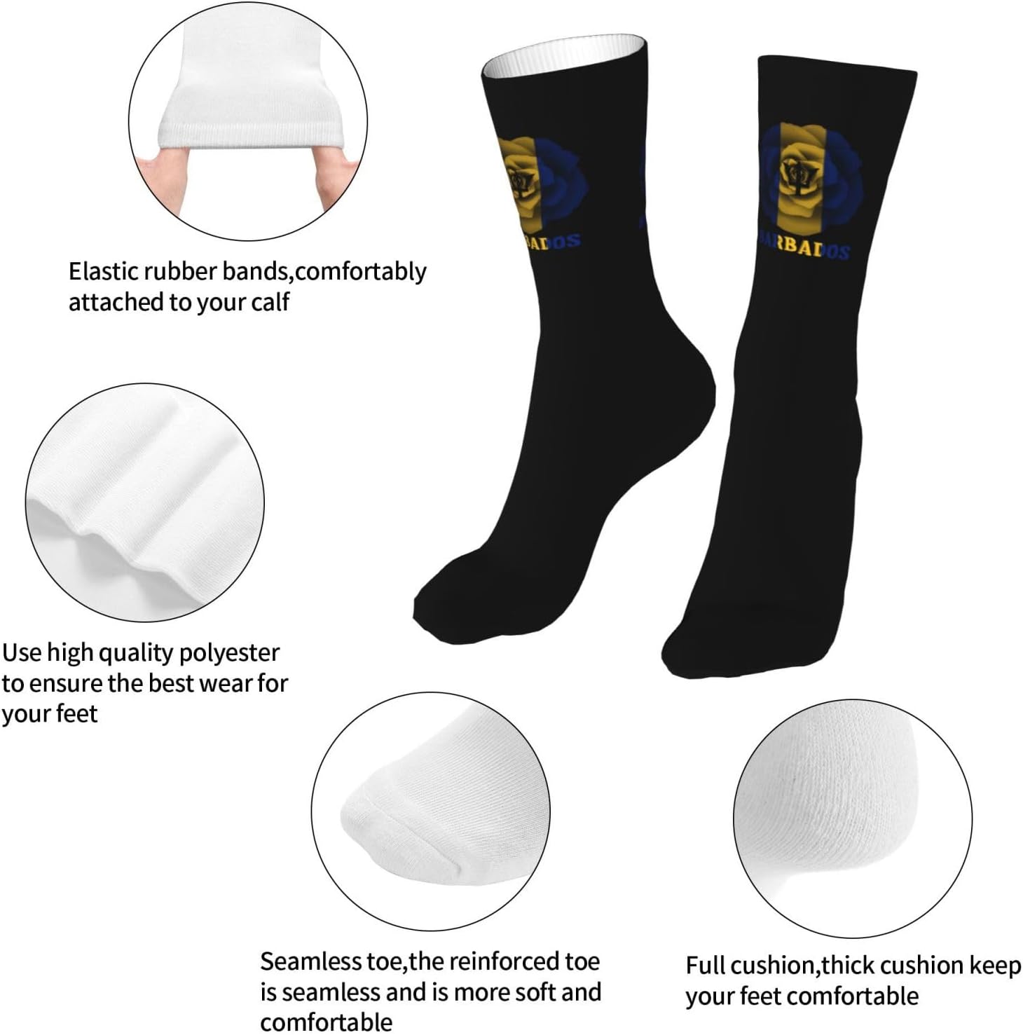 Half American Half Barbados Flag Stylish Mid-Calf Novelty Socks For Mens Womens Warm Soft Socks Christmas Gifts Socks - Image 4