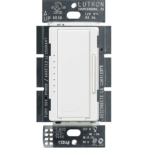 Vista 42 de Lutron - Interruptor de atenuación Maestro LED+ para bombillas LED regulables, halógenas e incandescentes, 150 W/un solo polo o multiubicación