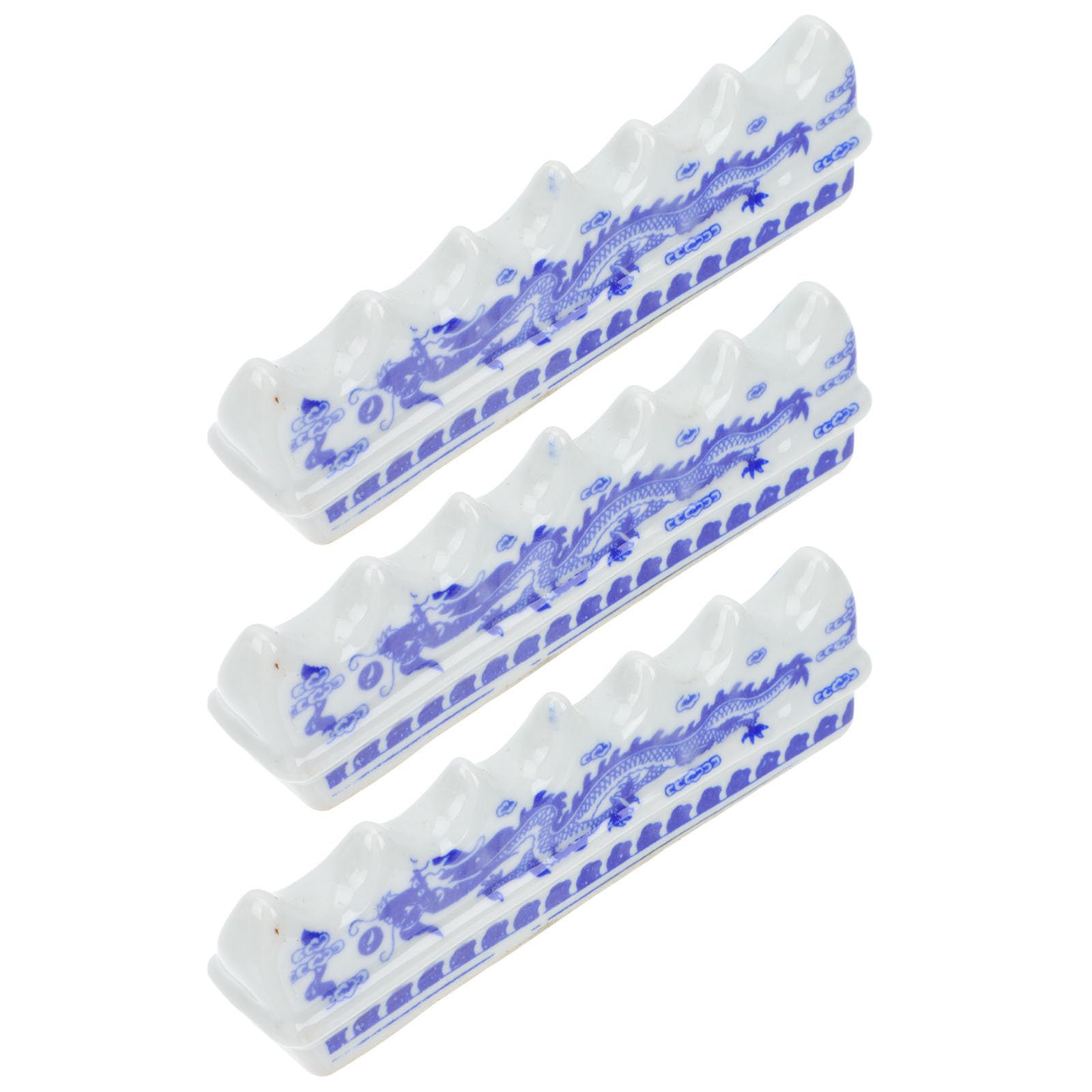 Porte-pinceau calligraphie céramique bleu et blanc, lot de 3 supports de table pour bureau