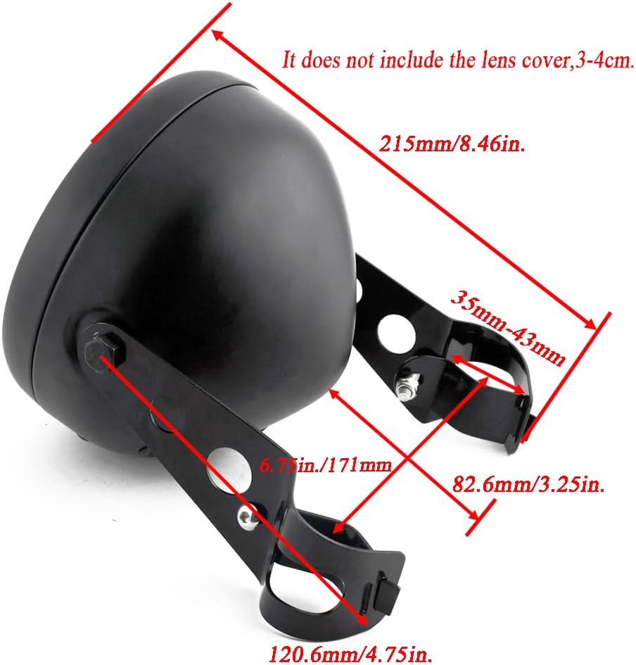Motorcycle 6.5" LED Headlight Lamp Running Lamp amber RING 35-43mm Fork bracket For Harley Cafe Racer