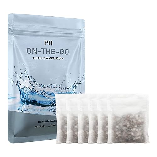 CUXFLS Bolsa de filtro de agua alcalina, paquete de 6, blanco, portátil, capacidad de 416 tazas, elimina toxinas, cloro, productos químicos, metales