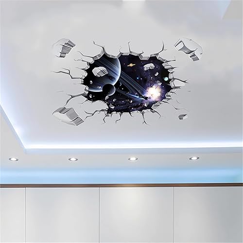 Miniatura 4 de sacinora - Calcomanías de pared con diseño de universo de agujero negro, diseño de nave espacial con agujero negro, calcomanías de pared 3D para