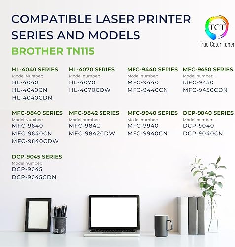 Miniatura 2 de TCT Cartucho de tóner de repuesto prémium compatible para impresoras Brother TN-115 TN115C cian, funciona con impresoras Brother HL-4040 4070,